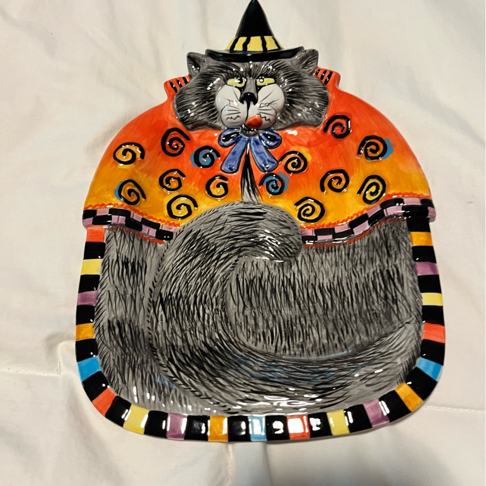 EUC- Fitz and Floyd kitty witches canapé/candy dish